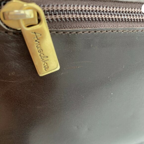 Anuschka Vintage *RARE* UNPAINTED Solid Brown Leather Shoulder Crossbody Bag - Picture 6 of 7